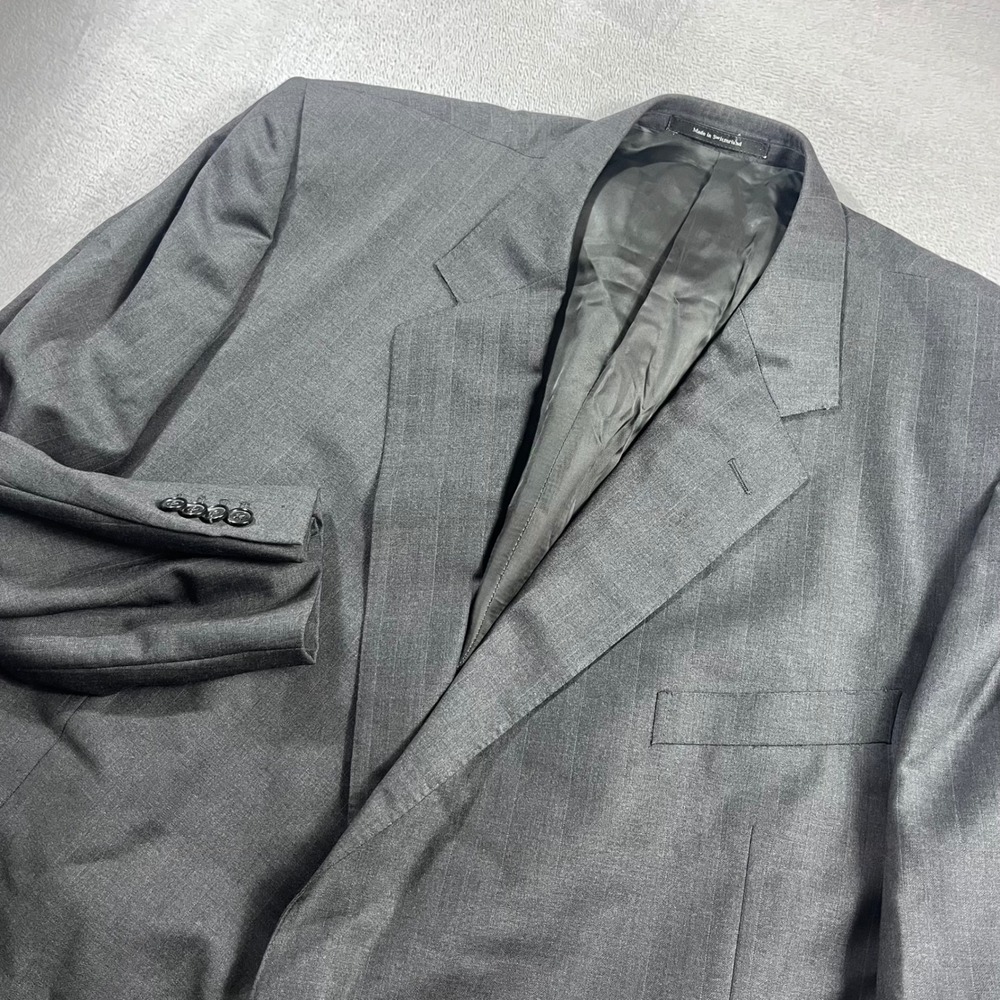 Ermenegildo Zegna Su Misura Trofeo Wool Pinstripe Blazer Grey 56 IT 46 US